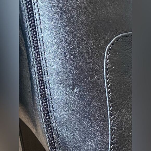 Express Black Genuine Leather ankle platform boots Gold buckleNWOB size 7 & 9.5 - Picture 10 of 10